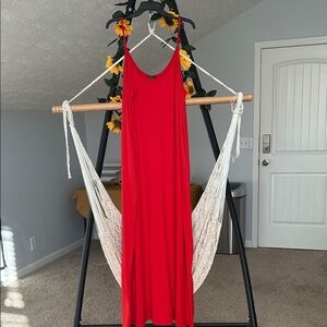 Red Sleeveless Maxi Dress